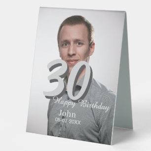 Plaque De Table 30e anniversaire ajouter nom date année photo blan