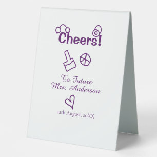Plaque De Table À la future Mme nom de la mariée doodle violet