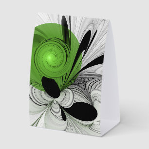 Plaque De Table Abstrait noir et blanc avec art fractal vert