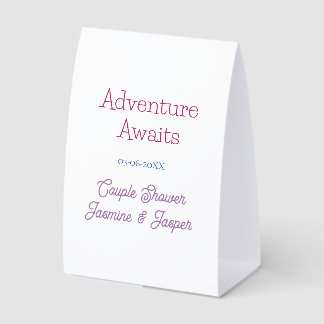 Plaque De Table adventure awaits couple shower name date pink blue