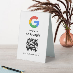 Plaque De Table Affiche de code QR Google pour avis moderne