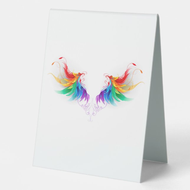 Plaque De Table Ailes fluffy arc-en-ciel (Recto)