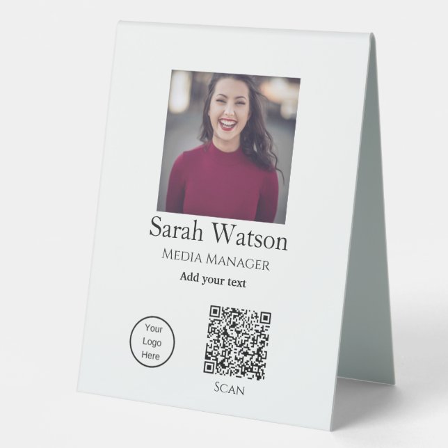 Plaque De Table Ajouter votre nom image titre détails commerciaux  (Recto)