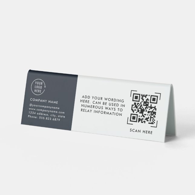 Plaque De Table Analyse du code QR | Logo professionnel sans conta (Recto)