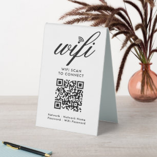 Plaque De Table Analyse Wi-Fi de code QR pour connecter le blanc p
