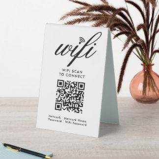 Plaque De Table Analyse Wi-Fi de code QR pour connecter le blanc p