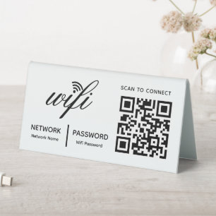 Plaque De Table Analyse Wi-Fi de code QR pour connecter le blanc p