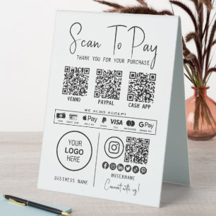 Plaque De Table Analyser Pour Payer Entreprise Qr Code Paiement Mo
