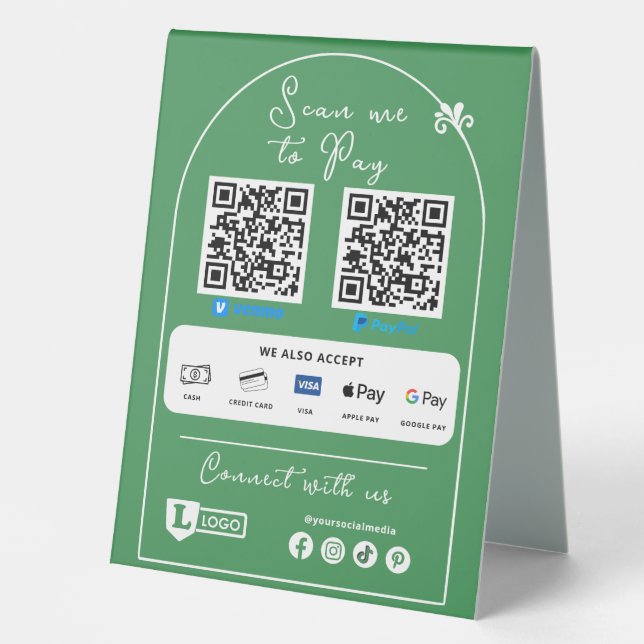 Plaque De Table Analyser Pour Payer Le Panneau Entreprise | Code Q (Recto)