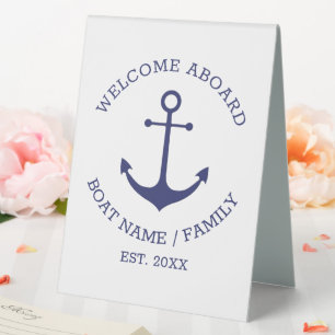 Plaque De Table Ancrage nautique Bienvenue à bord Nom du bateau pe