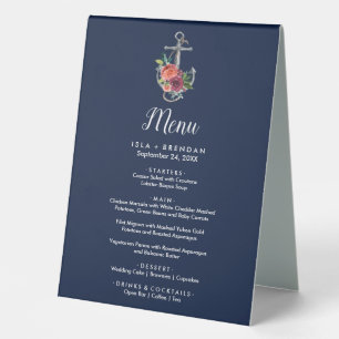 Plaque De Table Ancre florale   Menu du dîner d'automne de la Mari