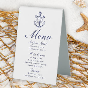 Plaque De Table Ancre marin Marine Blue Nautical Mariage Menu