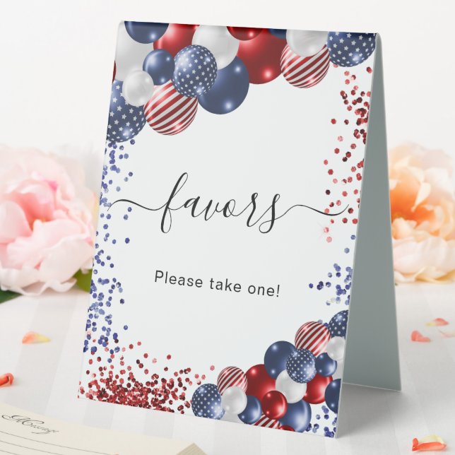 Plaque De Table Anniversaire patriotique rouge blanc bleu ballon f (In SItu (Mariage))