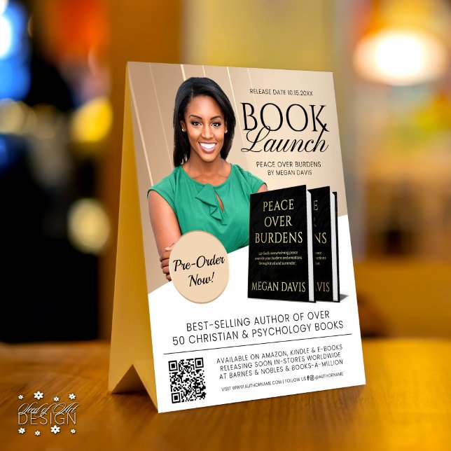 Plaque De Table Annonce de lancement de livre Brown neutre (Créateur téléchargé)