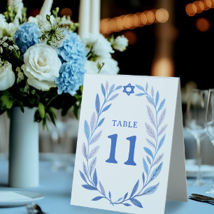 Plaque De Table Aquarelle botanique Bar événement juif Bat Mitzvah