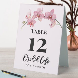 Plaque De Table Aquarelle Café Table Numéro Orchidées Phalène Rose