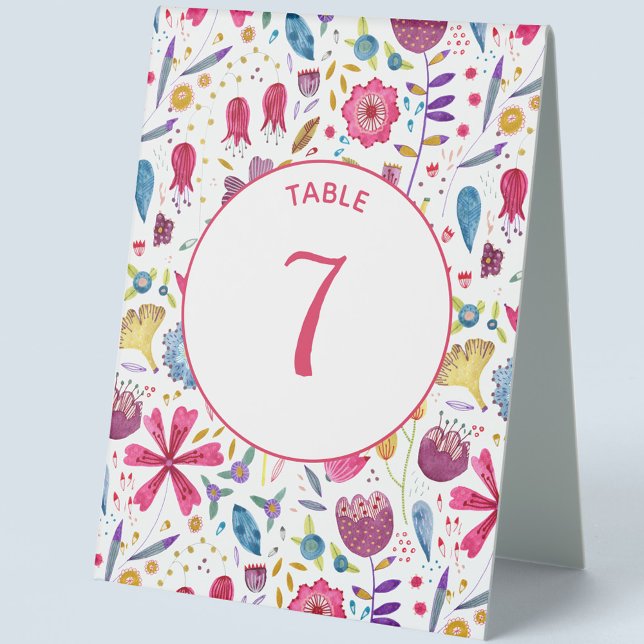 Plaque De Table Aquarelle de fleurs sauvages moderne (Créateur téléchargé)