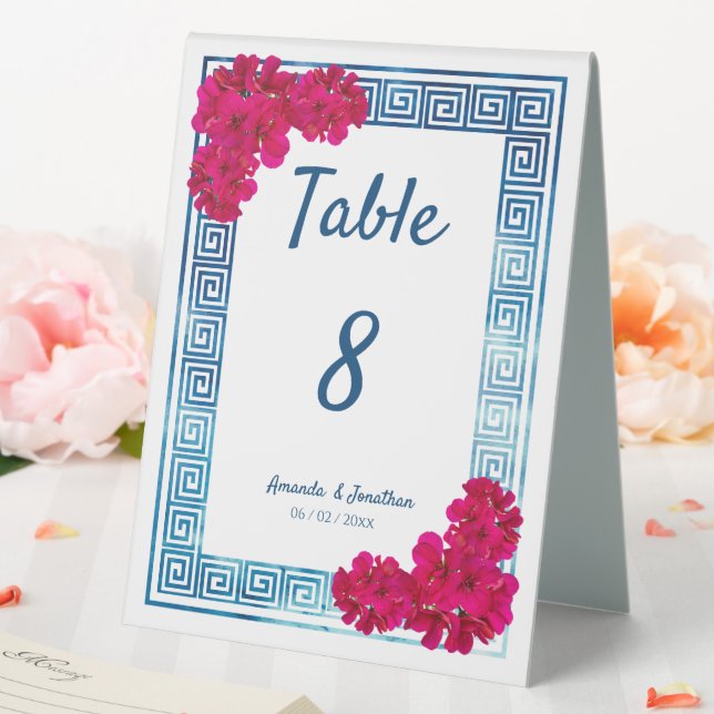 Plaque De Table Aquarelle Elégance Grecienne + Numéro de table ros (In SItu (Mariage))