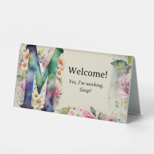 Plaque De Table Aquarelle Floral M Funny Bureau Message
