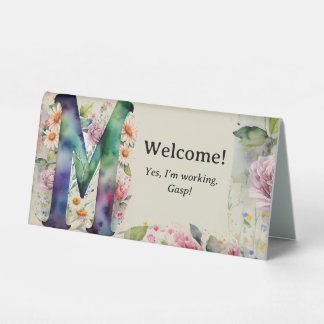 Plaque De Table Aquarelle Floral M Funny Bureau Message