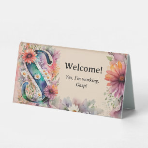 Plaque De Table Aquarelle Floral S Funny Bureau Message