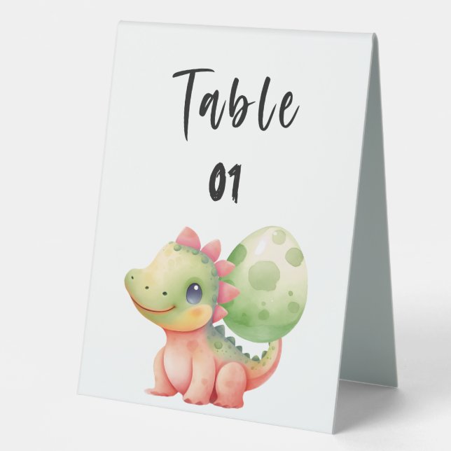 Plaque De Table Aquarelle mignonne Dinosaure bébé numéros de Baby  (Recto)