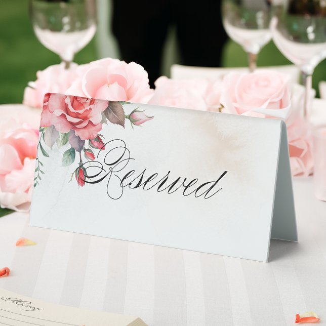Plaque De Table Aquarelle romantique Roses roses roses Réservées (Créateur téléchargé)