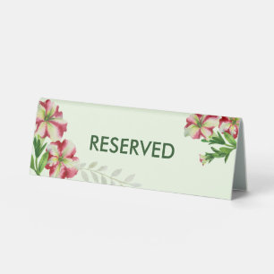 Plaque De Table Aquarelle Rouge et rose Floral Vert clair