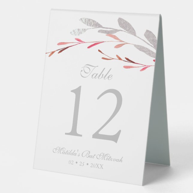 Plaque De Table Aquarelle Succulent Floral Bat mitzvah botanique (Recto)