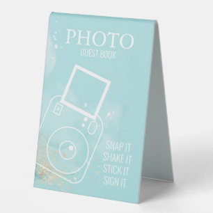 Plaque De Table Aquarelle Turquoise Photo Invité Livre Table Tente