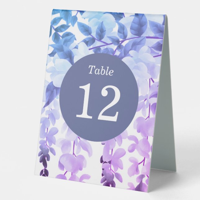 Plaque De Table Aquarelle Wisteria Purple Floral Numéros (Recto)