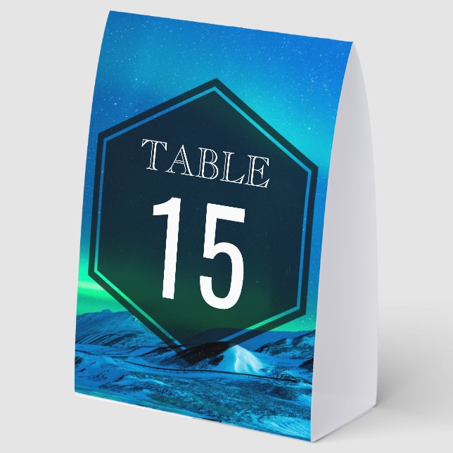 Plaque De Table Arctic Aurora Northern Lights Wedding Table Number (Recto)