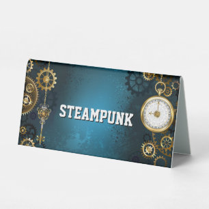 Plaque De Table Arrière - plan turquoise à vapeur avec engrenages