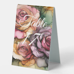 Plaque De Table Art de l'encre d'alcool, rose sombre, art floral m