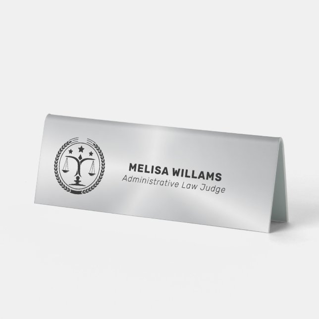 Plaque De Table Aspect argenté métallique et noir (Recto)