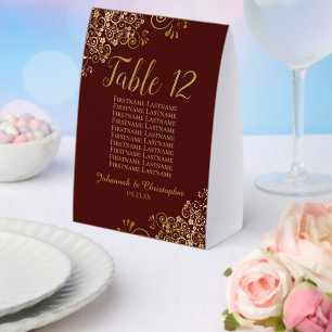 Plaque De Table Auburn & Gold Mariage Tableau Numéro de siège