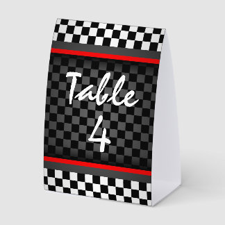 Plaque De Table Auto Racing Checkered Design Tent Paper Table Sign
