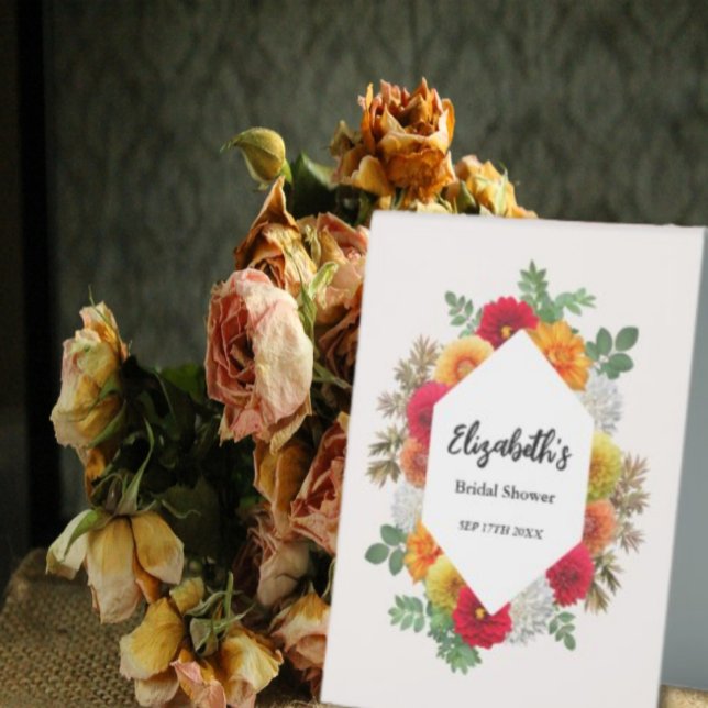 Plaque De Table Automne Dahlia Floral Tombe Mariage (Créateur téléchargé)