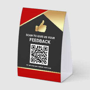 Plaque De Table Avis de commentaires des clients Red Gold QR Code