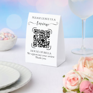 Plaque De Table Avis QR Code Entreprise Minimaliste et Élégant