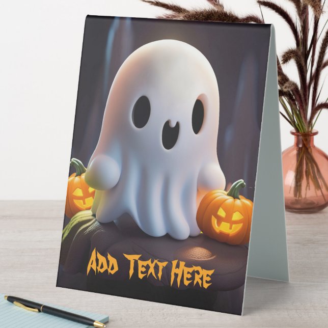 Plaque De Table Baby Ghost Déplaisant mignon caractère Halloween (En SItu (Tableau))