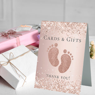 Plaque De Table Baby shower rose or parties scintillant pieds cart