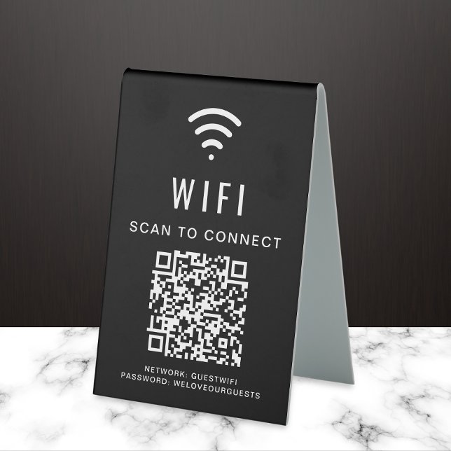 Plaque De Table Balayage de code QR Wifi Pour Connexion Noir (Créateur téléchargé)