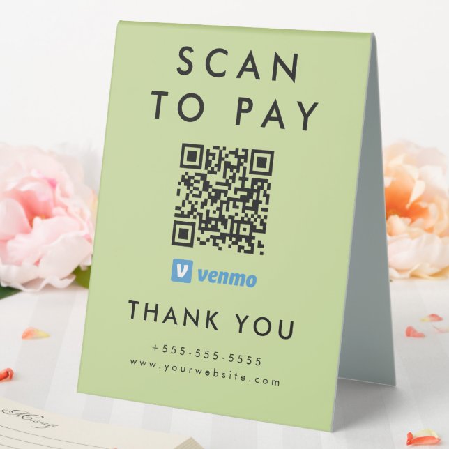 Plaque De Table Balayage professionnel pour payer Venmo QR Code Li (In SItu (Mariage))