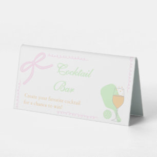 Plaque De Table Bar à cocktails pour enterrement de vie de jeune f