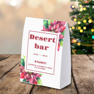 Plaque De Table Bar à desserts de mariage de Noël Poinsettia