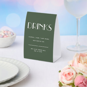 Plaque De Table Bar de mariage scandinave minimaliste vert mousse