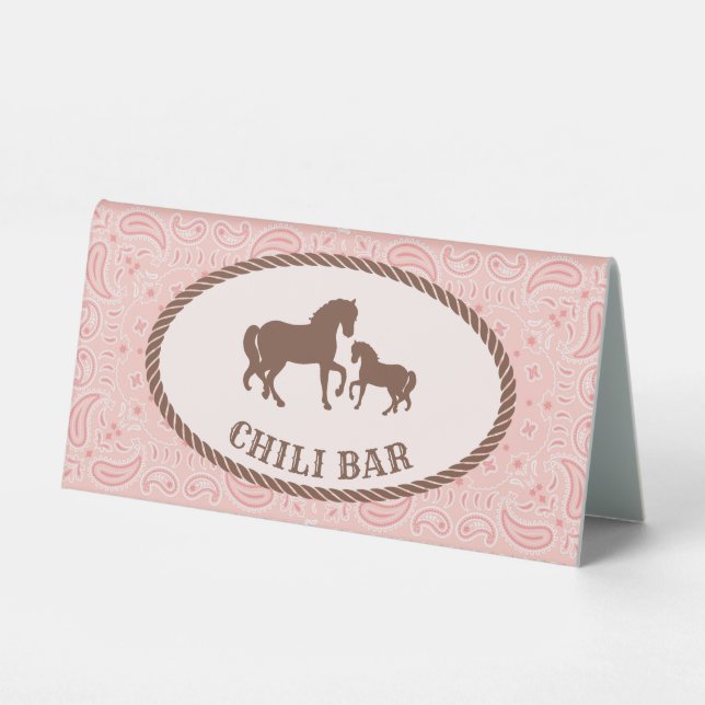 Plaque De Table Barre Chili | Cowgirl Party | Panneau de la tente  (Recto)