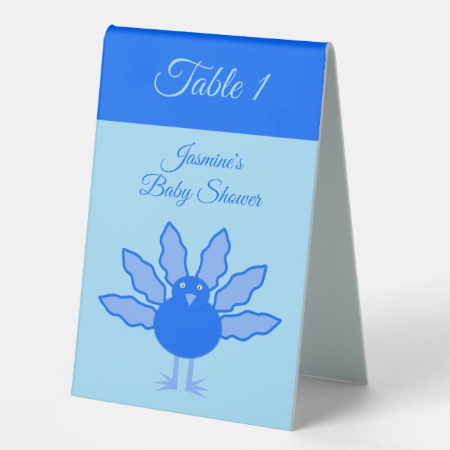 Plaque De Table Bébé bleu mignon garçon Thanksgiving Turquie Baby  (Recto)