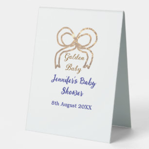 Plaque De Table Bébé d'or arc bleu royal baby shower